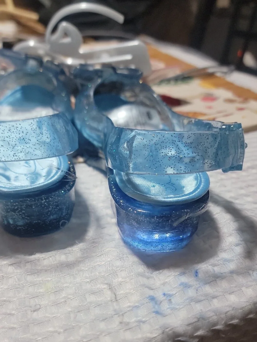 Disney Cinderella Blue Glitter Jelly Slingback LIGHT UP Sandals Size 13/1
